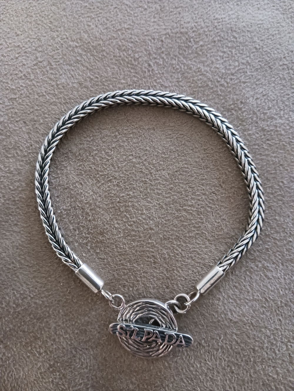 Silpada Sterling Silver Foxtail Chain Logo Toggle Clasp Bracelet